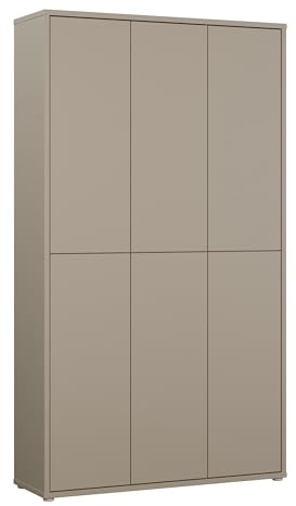 Forte Alice Springs Schuhschrank 100 110, modern-minimalistisch, 6-türig, Flurschrank, Holzwerkstoff, Taupe, 109,2 cm breit x 191,9 cm hoch x 34,9 cm tief
