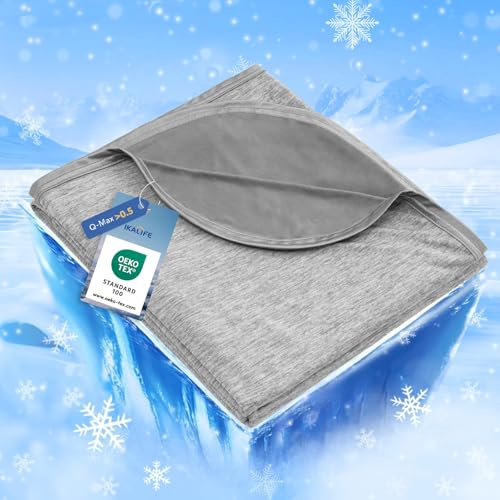 IKALIFE Manta Refrescante para Personas - Manta Fria Verano para Sofa Cama Q-MAX>0.5 Cooling Blanket Enfriamiento Mantas Fresca Verano Sabana Refrescante Refrigerante Gris 150x200 cm