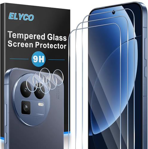 ELYCO Protection Écran pour Realme GT 8/GT8, 3 Pièces Films Verre Trempé + 3 Pièces Caméra Arrière Protecteur, 9H Dureté, Full Cover Anti-Bulles/Anti-Rayures, HD Transparent