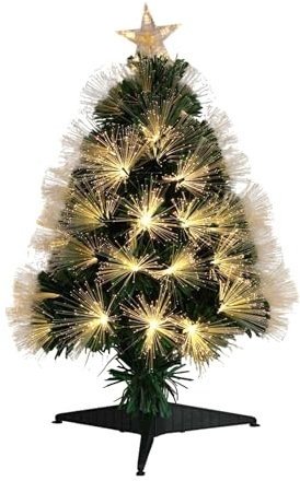 Well Home Weihnachtsbaum aus Glasfaser mit 60 warmweißen LEDs mit Stern, 28 x 28 x 60 cm