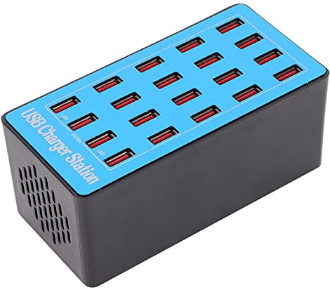 POENVFPO USB Charging Station, 20-Port Hub 100W with Smart Detection for Phones Tablets (UK Plug)