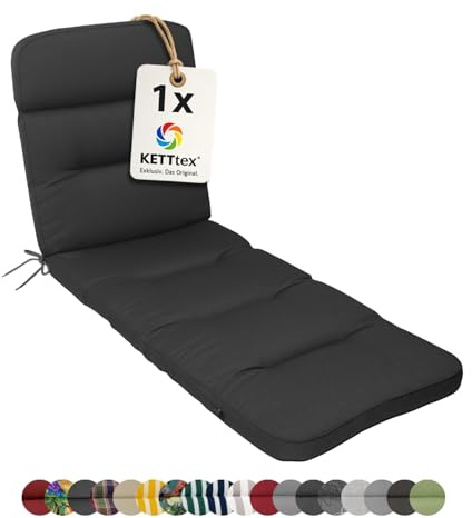 KETTtex EXKLUSIV Auflage Rollliege anthrazit I Gartenliege Polster 200x65x9cm I hochwertige & Pflegeleichte Liegenauflage I Wetter- & formbeständige Liegen-Auflage I KTH3 Liegestuhlauflage