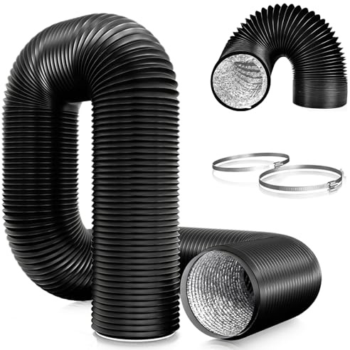 Brogachy Schwarz PVC Abluftschlauch 75mm, 3 Meters Lüftungsschlauch für Mobile Klimaanlage, Trockner, Abluftventilator, Abzugshaube, Belüftungssystem.