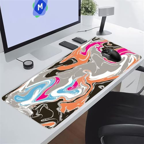 Tapis de Souris XXL Gaming Gris Noir Jaune Tapis de Souris Gamer 800x300x3 mm Grand Tapis de Bureau avec Base en Caoutchouc Antidérapante pour Bureau, Études, Gaming