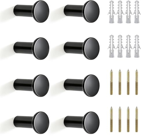 PAPAcroscoma 8 Stück Haken für Akustikpaneele, Haken Akustikpaneele | Akustikpaneele Zubehör, Garderobenhaken, Kleiderhaken Schwarz Modern, Wandhaken mit 30 kg Tragkraft, Schlafzimmer, Badezimmer