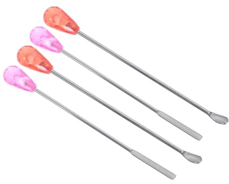 CALLARON 4piezas Cucharas y Varillas Agitadoras de Acero Inoxidable para Micropigmentación y Mezcla de Pigmentos Reutilizables para Tatuajes y DIY Salón o Casa Color Aleatorio