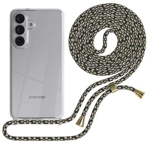EAZY CASE Handykette kompatibel mit Galaxy S26 Plus Handyhülle mit Umhängeband, Handykordel mit Schutzhülle, Silikonhülle, Hülle mit Band, Stylische Kette für Smartphones, Grün Camouflage