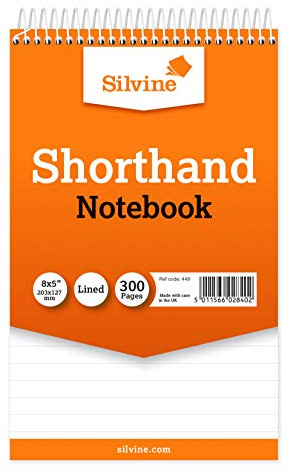 Silvine 8x5 Reporter's Spiral Shorthand Notebook with 300 Pages (Pack of 6)