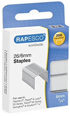 Rapesco S2662MA3 Typ 26/6 mm (No.56) Verzinkte Heftklammern, 2000 Stück