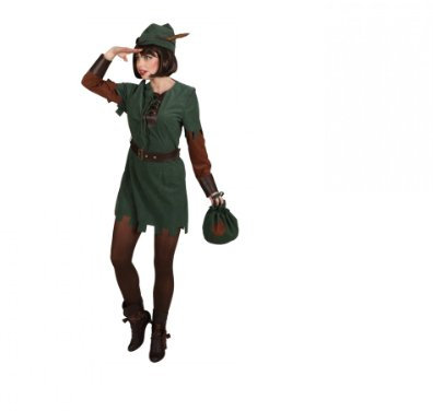 Robin Hood Lady Kleid Hut Gürtel, Größe:44