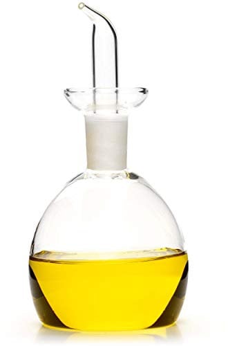 Classe Italy – Oliera vetro 250 ml Redonda, con tappo salvagoccia brevettato, ideale per olio o condimenti, senza piombo, BPA e cadmio