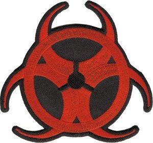 BIOHAZARD! Biohazard Patch Fleck Iron-On / Sew-On Officially Licensed Biological Biohazard Artwork, 2.7 x 3 EmbroideRed rotBestickt Patch Fleck