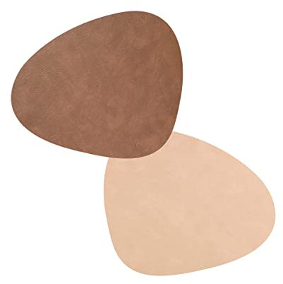LindDNA Curve Tischset, Leder, Braun/Sand, 37 x 44 cm