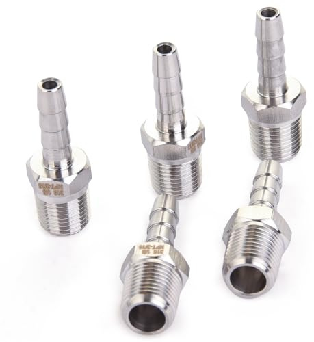 LTWFITTING Barb Fittings Edelstahl 316 Anschluss 3/16 Schlauch x 1/8 Außengewinde NPT(5 Stück)