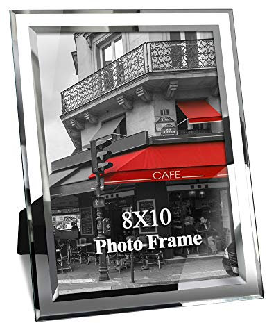 Giftgarden Marco de Fotos 20x25 de Vidrio, Portafotos de Cristal para la Mesa con el Borde Plateado