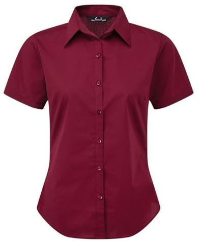 Premier Short Sleeve Poplin Blouse/Plain Work Shirt (24) (Burgundy)