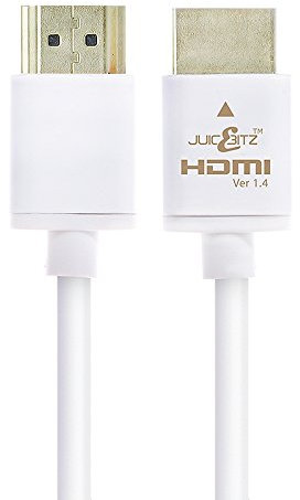 JuicEBitz 4K White HDMI Cable 10M, High Speed 4K 30fps 1.4 Lead With Ethernet, Compatible With Xbox, Playstation, Freeview, Sky + More, Slim 10M Long