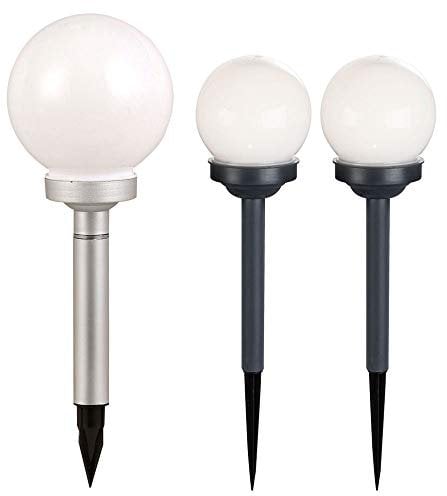 etc-shop 3er Set LED Solar Kugel Lampen Terrassen Steck Strahler Garten Außen Beleuchtung Erdspieß Leuchten