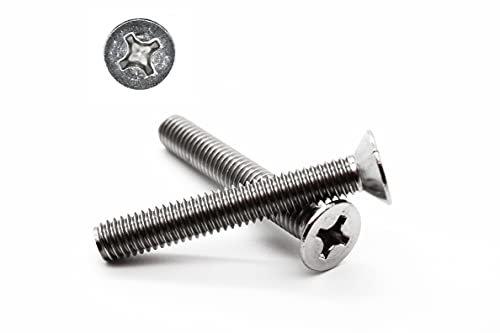 25 Stück Senkkopf Schrauben M6x25 mm - DIN 965H - A2 Edelstahl - Kreuzschlitz - V2A - Kreuz- Senkkopfschrauben (25, M6x25 mm)