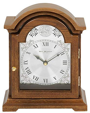 Mantel Clock Broken Arch Wooden Wm Widdop 24cm W2619