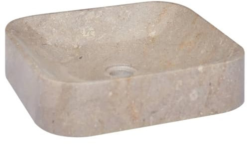 vidaXL Waschbecken Aufsatzwaschbecken Waschtisch Waschplatz Waschschale Handwaschbecken Naturstein Becken Badezimmer Grau 40x40x10cm Marmor