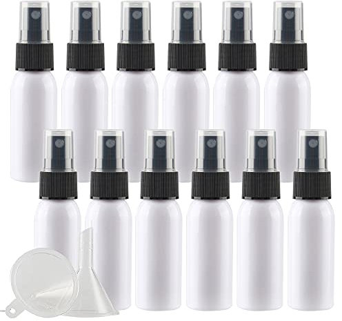 ZEOABSY 12 Pièces 30ml Vaporisateur Vide, Blanc Petits Vaporisateur en Plastique, Flacon Spray Vide, Atomiseur Parfum, Bouteilles avec Pompe de Pulvérisation Noir de Voyage