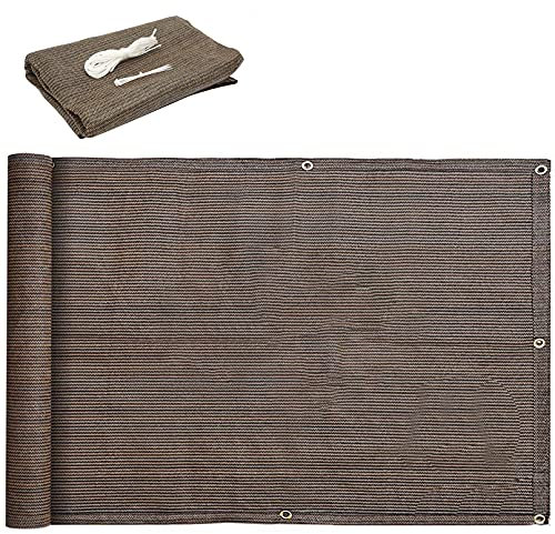 CHBIN Sichtschutz 1x6.5m Balkonumrandung Leicht Transparent Wind mit Ösen, Nylon Kabelbinder und Kordel für Outdoor Garten Terrasse, Brown