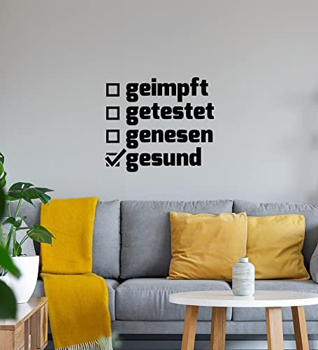 die 4 G Regel - geimpft getestet genese gesund Wandtattoo Schwarz Aufkleber 52 x 45 cm
