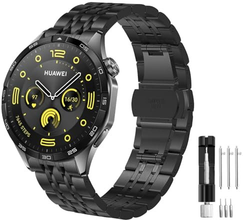 Correa para Huawei Watch GT 2 46mm, 22mm Pulsera de Metal de Acero Inoxidable para Huawei Watch GT 3/GT 3 Pro 46mm/GT 4 46mm/GT 2 Pro/GT 2e/GT Sport/Active/Elegant/Huawei Watch 3/3 Pro/4/4 Pro