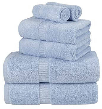 La Maison 100% Egyptian Cotton 600GSM Superior Towel Bale Set Hand Towel Bath Towel 6 Piece Super Soft Everyday Use (Sky Blue)