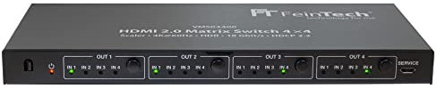 FeinTech VMS04400 HDMI 2.0 Matrix Switch 4x4 mit Scaler 4 in/Out 4K 60Hz Ultra-HD 18Gbps