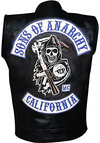Aksah Fashion Herren Sons of Anarchy Highway Motorrad Biker Lederweste Schwarz