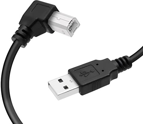 YACSEJAO - Cavo USB 2.0 per Stampante a 90 Gradi, da Maschio a B Maschio, Angolo Retto, Stampa Ad Alta Velocità 480 Mbps, Nero