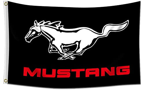 Obainpu Mustang Autofahne, 90 x 150 cm, Wandbanner mit 2 Messingösen, für Garage, Mann, Höhle, Wohnheim