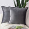Madizz 2er Set Samt Dekorativ Zierkissenbezüge Luxus Stil Kissenbezug für Sofa für Schlafzimmer Grau 60x60 cm Quadrat