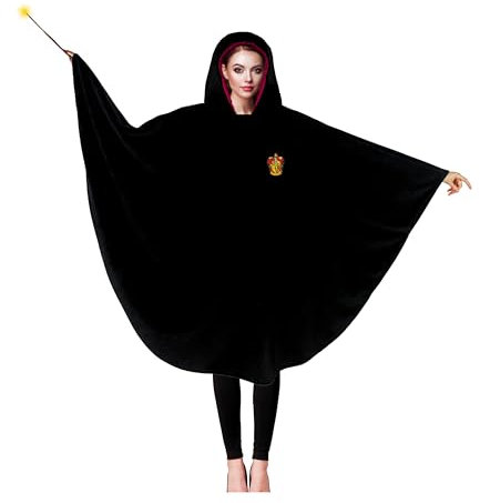 Harry Potter Manta con Capucha, Diseño Poncho Hogwarts Gryffindor Capa Official, Regalo para Adultos y Adolescentes