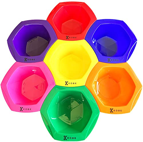 Kobe Professional Rainbow 7-piece hair Dye/Tint Bowls - Large Colorful Tint Bowl Set