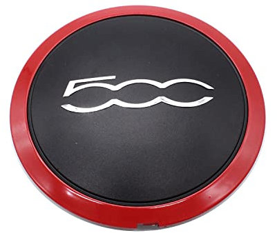 1 cache-moyeu de roue en alliage avec logo noir + jante rouge pour Fiat 500 SHLPDFM Fiat numéro de pièce : 51877477