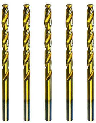 Lot de 5 forets hélicoïdaux en métal HSS-TiN DIN 338 6,5 mm polis (titane, pour métal et acier inoxydable, qualité professionnelle, longue durée de vie)