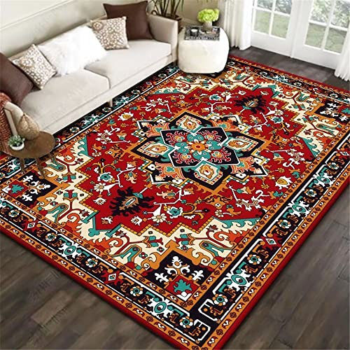 Kunsen Wohnzimmer Bettumrandung Teppich Salon Teppich Rote Blumen Vintage Teppich Restaurant Anti Milbe 80X160Cm Teppich Vorzimmer Rot