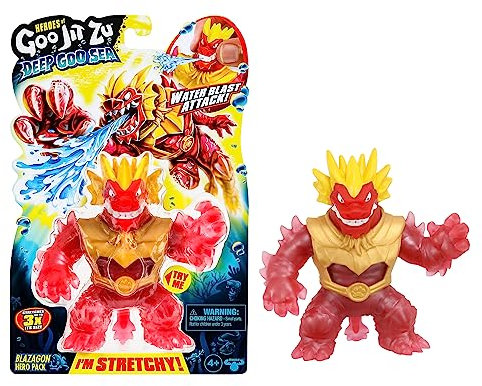 Heroes of Goo Jit Zu Deep GOO Sea Helden-Packung mit Blazagon. Super Stretchy und Dehnbare Actionfigur mit besonderer Schleimfüllung und Wasserspritz-Feature
