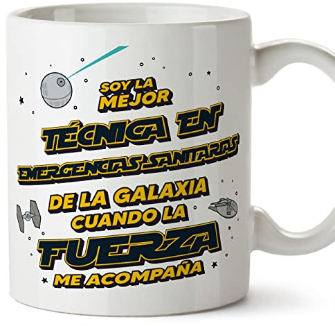 MUGFFINS Tazas para TÉCNICA EN EMERGENCIAS SANITARIAS mujer - En Español - Mejor de la Galaxia Cuando Fuerza me Acompaña - 11 oz / 330 ml - Regalo original y divertido