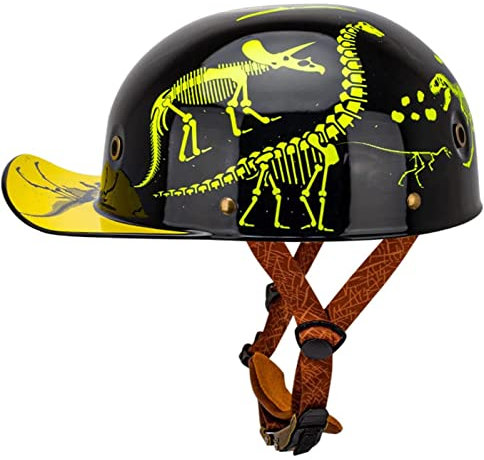 Motorradhelm Halbschalenhelm Mit ECE/DOT Zulassung Baseball Cap Helm Jethelm Deutscher Stil Totenkopf Kappe Helm Motorrad Cruiser Roller Cool Helm FüR MäNner Und Frauen 9,XL