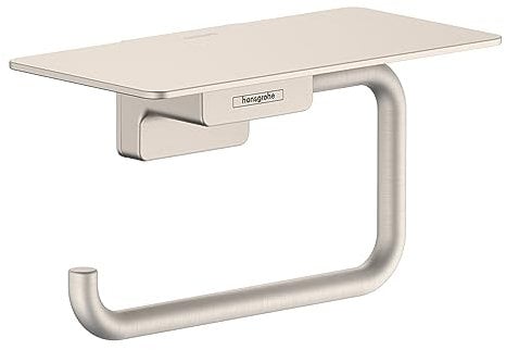 hansgrohe AddStoris 41772820 Toilettenpapier aus gebürstetem Nickel, GPM Rollenhalter mit Ablage