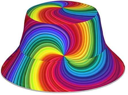 Regenbogen-Wirbel-reflektierender doppelseitiger Fischerhut, doppelseitig, reflektierend, gestreift, Sonnenhut, Fischerhut, Regenbogen, Einheitsgröße