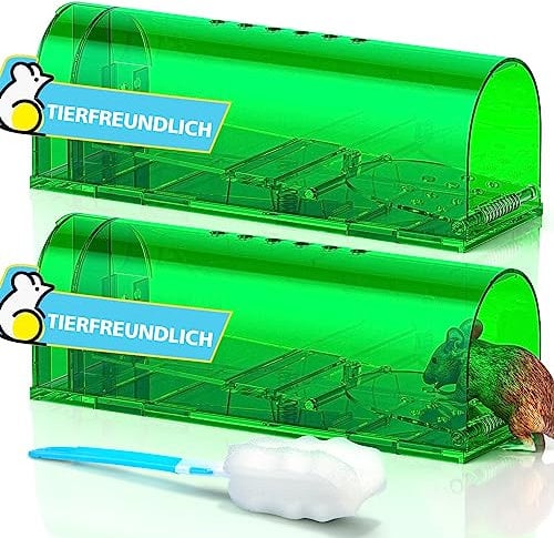 TAKRINK 2Pcs Trampa para Ratones Altamente Sensible Trampas Interiores Sin Matar Ratonera Rata Viva Reutilizable con Orificio de Aire Sin Mecanismo de Liberación Táctil para Cocina Jardín Ático