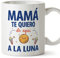 MUGFFINS Tazas para MADRE/MAMÁ - En Español - De aquí a la luna - 11 oz / 330 ml - Regalo original y divertido
