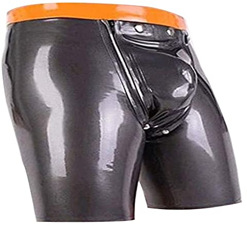 MFMYEE BDSM Männer Schwarzer Reißverschluss Handmade gespleißt Latex Fetisch Exotische männliche Unterwäsche Slips Shorts