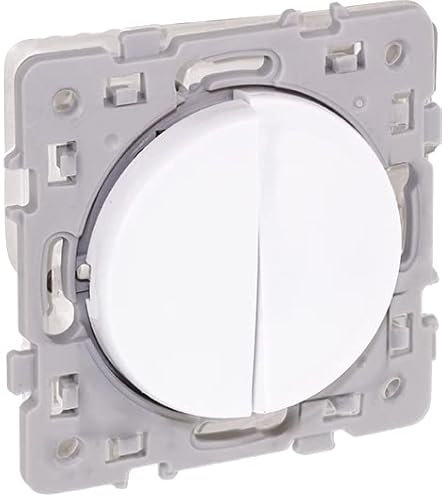 EUR'OHM Interrupteur double va et vient - Blanc - SQUARE RENO sans griffes - Interrupteur et prise
