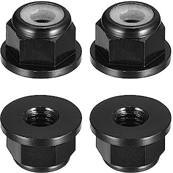 sourcing map Dadi di bloccaggio esagonali con inserto in nylon, 4 pezzi, dado autobloccante in lega di alluminio M3 x 0,5 mm, dado di bloccaggio flangia anodizzante per elementi di fissaggio (nero)